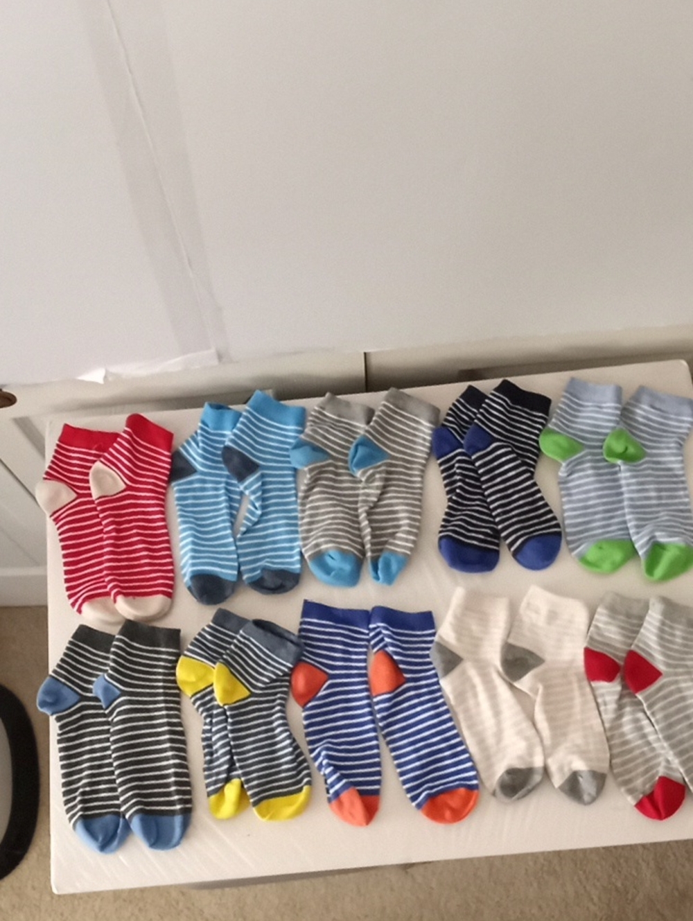Boys Striped Ankle and Crew Sock Bundle  Multi Color - Size (9 1/2 to 11)